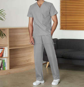 Vente en gros design uniforme d'hôpital gommage médical doux col en V spandex/polyester gommages d'hôpital d'été de médecin multi-poches - Product Image 1