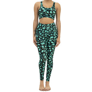 Conjunto de Yoga para Mujer de Talla Grande, Color Sólido, Marca Privada, Ropa Deportiva de Dos Piezas, 100% Algodón, Cintura Elástica, Transpirable, de Secado Rápido - Product Image 1
