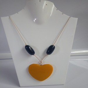 Collar de cuentas de hilo de corazón naranja negro de primera calidad para mujer con circón estilo clásico joyería religiosa cristiana para niños - Product Image 3