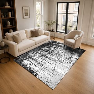 Alfombra de Chenilla Lavable a Máquina, Antideslizante, con Estampado Digital Tradicional Anatolino, Color Gris Plateado, Modelo LXDP-0647 de RUGS DEPOT, Venta al Por Mayor - Product Image 2
