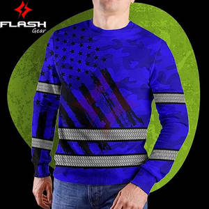 เสื้อยืดแขนยาวสำหรับทำงานแบบสะท้อนแสง ความปลอดภัยสูง มองเห็นได้ชัดเจน มาตรฐาน ANSI ระดับ 1  รับสกรีนโลโก้  สำหรับผู้ชายและผู้หญิง พร้อมแถบสะท้อนแสง - Product Image 2