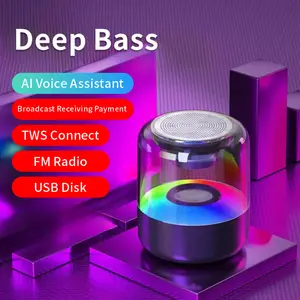 Hotriple H7 sâu bass trong suốt loa không dây ngoài trời di động mát LED nhấp nháy ánh sáng loa không dây Hot Bán tùy chỉnh