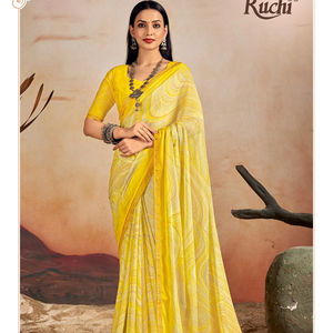 Saree en soie douce de créateur indien pour une tenue décontractée et de fête Saree imprimé numérique de style traditionnel pour un mariage - Product Image 1