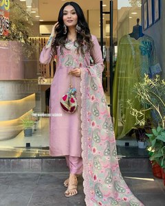 Ropa étnica india de buena calidad Pure Chanderi Silk Kurtis con envío gratis Worldwide Festival Kurti - Product Image 3