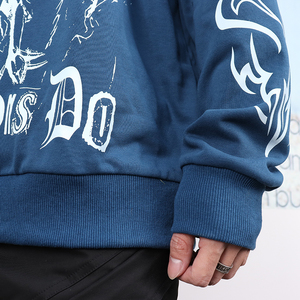 เสื้อสเวตเตอร์แบบสวมหัวสำหรับผู้ชายผ้าฟลีซโอเวอร์ไซส์ผ้าคอตตอน100% ดีไซน์ประดับพลอยเทียมสำหรับฤดูหนาวงานตามสั่ง - Product Image 3