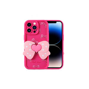 Coque de téléphone en silicone rose foncé Netzy pour iPhone 14 Pro, protection anti-traces de doigts, protection de l'appareil photo, design figurine, compatible Motorola - Product Image 1