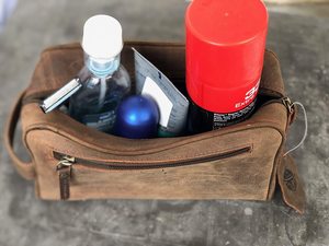 Personalized Hand Crafted Top Grain Leather <b>Toiletry</b> <b>Bag</b> Two Compartment Makeup <b>Bag</b> Durable Cosmetic <b>Bag</b> Custom Makeup Organizer - Product Image 6
