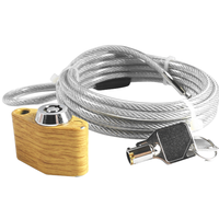 Cadenas réglable robuste en alliage de zinc et câble d'acier avec finition grain de bois clair pour la sécurité des vélos et des portes, antivol, déverrouillage par clé
