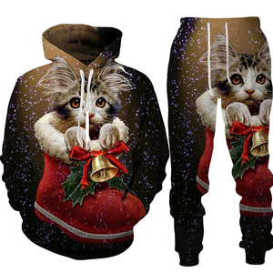 ชุดวอร์มลำลองพิมพ์โลโก้ตามสั่งสำหรับฤดูหนาว ผลิตจากผ้าสแปนเด็กซ์/โพลีเอสเตอร์ แห้งเร็ว สีพื้น ชุดฮู้ดดี้คริสต์มาสสำหรับผู้ชาย - Product Image 3