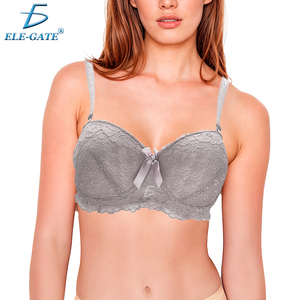 Reggiseno Floreale in Pizzo da Donna, Coppe Intere, Monopezzo, Confortevole in Spandex, Lingerie Push-Up Senza Ferretto, Chiusura con Gancetti, Tinta Unita, Traspirante, Imbottito - Product Image 1