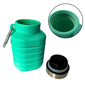 Bouteille d'eau pliante en silicone en forme de coeur 500ml Bouteille d'eau de voyage en silicone pliable - Product Image 3