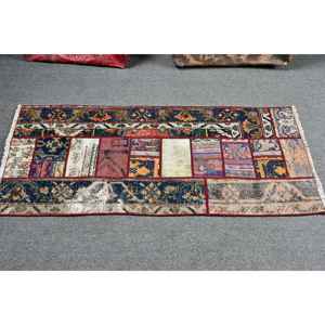 Petit tapis turc 2,1 x 5 pieds, tapis vintage, tapis à fleurs bleues - Product Image 3