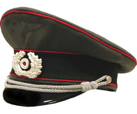 Casquette de ski allemande M43 de la Seconde Guerre mondiale par EREL, motif camouflage SS OAKLEAF, avec décalcomanies pour casque SS OKALEAF et visière générale.