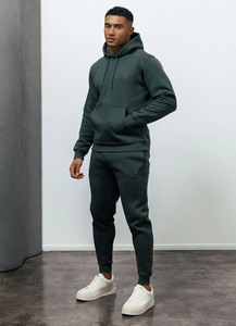 Forest <b>Green</b> <b>Men's</b> Regular Fit 2-Piece Pullover Hoodie Jogger High Quality Breathable Cotton Heavyweight Tracksuit - Product Image 2