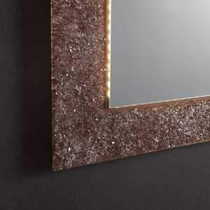 <b>Rectangular</b> LED <b>Mirror</b> with Bronze Fused Glass Grit Frame 98x70 Inches - Product Image 5