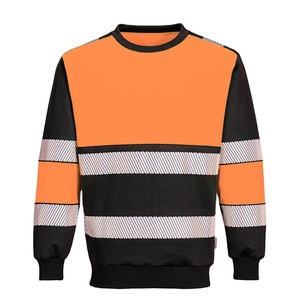 Hi Vis High Visibility <b>Zip</b> <b>Pouch</b> Sweatshirt Hooded Jumper Fleece Workwear Hoodie - Product Image 1