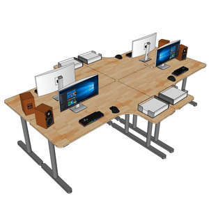 Juego de Escritorios Esquineros en Forma de L TIO HBTO015, 4 Unidades, Diseño Contemporáneo de Lujo, Patas de Hierro y Melamina, para Estudio, Cocinas Modernas y Oficinas - Product Image 4