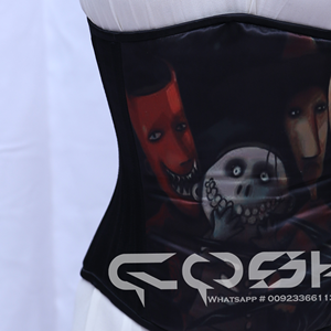 Corsé COSH de satén con varillas de acero y estampado digital de calavera, proveedor de Pakistán - Product Image 3