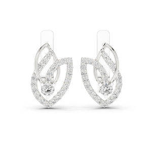 ต่างหูเพชรทรงกลมสีขาวทอง 14K เพชรเลี้ยงในห้องปฏิบัติการ สำหรับผู้หญิง หรูหรา ได้รับการรับรอง เหมาะเป็นของขวัญวันครบรอบแต่งงาน เครื่องประดับชั้นดี สง่างาม - Product Image 1