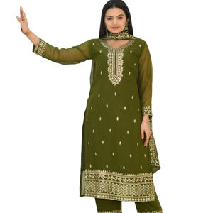 Salwar Kameez imprimé floral de couleur verte pour femmes par le fabricant indien exportateur Collection 2025 - Product Image 1