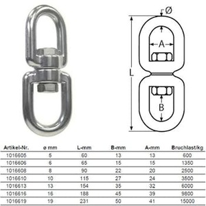 Girevole, Occhio - Occhio - 5mm Ø, Acciaio Inossidabile - Product Image 1