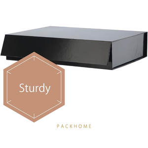 Boîte cadeau 11x7.8x2.3 pouces, boîte cadeau avec couvercle, boîte à chemise robuste avec couvercle magnétique pour emballer les cadeaux (noir métallisé brillant) - Product Image 3