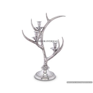 Brass Antique Finished Superior Quality Metal Made Antler Designer Candle Holder With Intricate Detailing & Durable Construction - Product Image 2