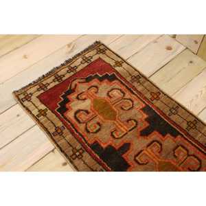 Tapis de 1,7 x 3,2 pieds, tapis turc vintage, tapis ombré rouge-brun - Product Image 4