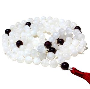 Colliers de perles d'artiste indien faits à la main couronne naturelle Chakra pierre de lune 108 perles de Mala nouées toutes les couleurs perle pierre principale cadeau - Product Image 5