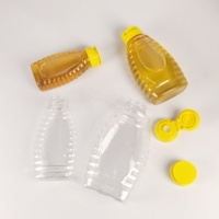 Bouteille en plastique PET transparente de 250g, 500g, 1000g pour miel, sauce, sirop, avec bouchon bec verseur