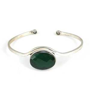 925 Sterling <b>Silver</b> Fashion <b>Bracelet</b> with Green Zircon Stones Elegant <b>Bangles</b> for Women - Product Image 3