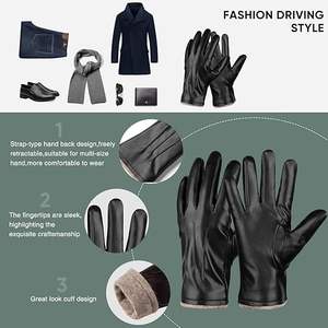 Gants d'hiver chauds pour le cyclisme et le ski, gants en fourrure haut de gamme durables, compatibles avec les écrans tactiles, en peau de mouton pour hommes - Product Image 6