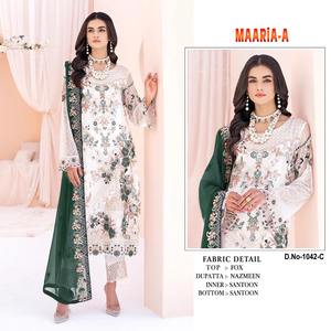 Salwar Kameez en fausse georgette lourde de style pakistanais à la mode avec broderie élégante et travail de séquence pour une tenue de fête et de fête - Product Image 3