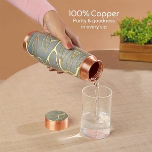 Botella de Cobre Ayurvédica con Estampado de Mandala, Botella de Agua de Cobre Puro de 1 Litro con Diseño de Mandala, Botella de Cobre de Diseño con Arte Meena - Product Image 3