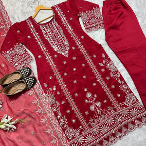 Conjunto de Kurti Salwar de Novia para Mujer, Diseño de Última Moda, Organza Pesada, Bordado con Lentejuelas y Piel Sintética, por FabZone - Product Image 1