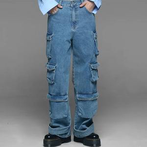 Fournisseur de jeans, jeans décontractés surdimensionnés unisexes à la mode, jeans baggy personnalisés, pantalon cargo multi-poches pour hommes et femmes - Product Image 1