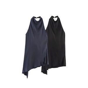 เสื้อกล้ามแฟชั่นลำลองสีม่วงสำหรับผู้หญิง ดีไซน์เว้าหลัง ผ้าทอระบายอากาศ ขายดี - Product Image 1