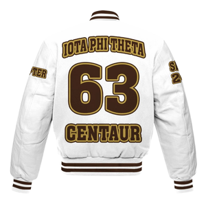Iota Phi Theta 1963 Classic Brown Gold Letterman Jacket Varsity Greek Life Fraternity Apparel Heritage Style Wear - Product Image 3