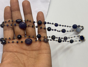 5To15mm Mix Shape Pink Chalcedony Gems With <b>Beads</b> Necklace Bezel With Drilled Set Handmade <b>Metal</b> Brass Necklace Jewelry - Product Image 4