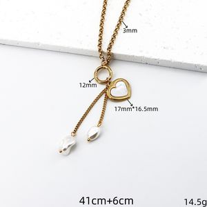 Roestvrijstalen Lange Slangenketting Imitatie Parel Hart Ster Bloem Hanger Kwastje Zirkoon Verstelbare Ketting Voor Vrouwen Sieraden - Product Image 4