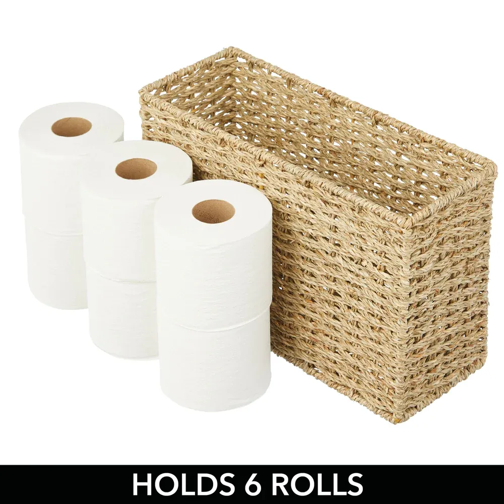 Panier Rangement Osier Herbe De Mer 3 Compartiments Avec Couvercle – Organisateur Toilette/Salle De Bain 33x13x11 Cm Naturel