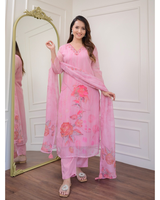 Collection exclusive haut de gamme de vêtements et d'accessoires ethniques festifs, tissu organza, Kurti avec pantalon pour filles, costumes de bureau