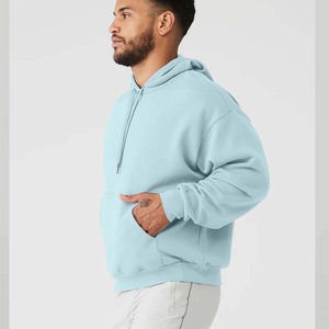 Sweat à capuche coupe décontractée unie avec logo personnalisé en relief – Pulls en molleton de qualité supérieure - Product Image 3