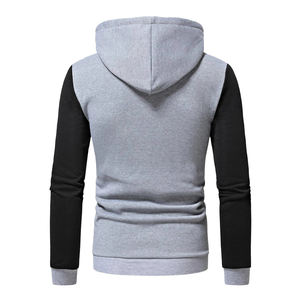 Sudadera con capucha térmica de bloque de Color para hombre, botón con cordón, bolsillos inclinados, recortada de alta calidad, cremallera completa, Invierno 100%, algodón de gran tamaño - Product Image 3