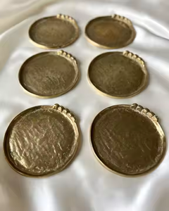 Ensemble de 6 pièces, nouveaux sous-verres en métal les plus vendus, sous-verres de forme ronde, artisanat décoratif en métal, or, par décor, impex - Product Image 3