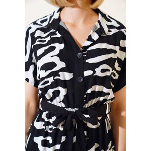 Vestido formal de manga corta con estampado floral, cintura imperio Vintage, tallas XS 5XL para Día de graduación, Invierno/otoño/primavera, Color negro - Product Image 1