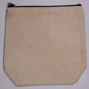 Sac cadeau imprimé de logo personnalisé écologique en toile de coton naturel recyclé avec pochette de rangement de maquillage à fermeture éclair dorée pour les cosmétiques - Product Image 4