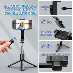 Palo de Selfie con Carga USB y Rotación de 360 Grados, Trípode de Plástico y Estabilizador para Teléfono Inteligente, Accesorio para Cámara - Product Image 5