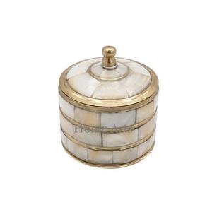 Boîte à bijoux de conception admirable, couleur noir et blanc, en bois et nacre, forme ronde, en gros - Product Image 3