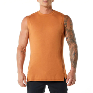 Service OEM sur mesure débardeurs pour hommes couleur unie décontracté débardeurs sans manches en coton tricoté vente de logo imprimé grande taille - Product Image 1